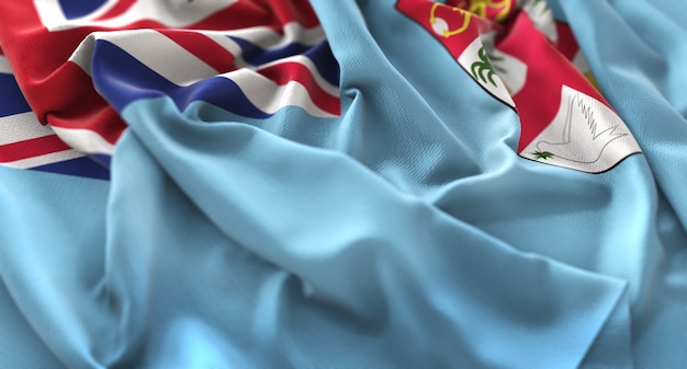 Free photo fiji flag ruffled beautifully waving macro close-up shot