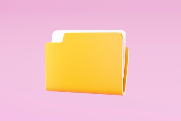 File folder document paper ui icon sign or symbol 3d rendering