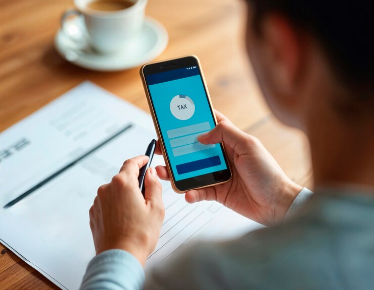 Free Photo filing taxes on a smartphone