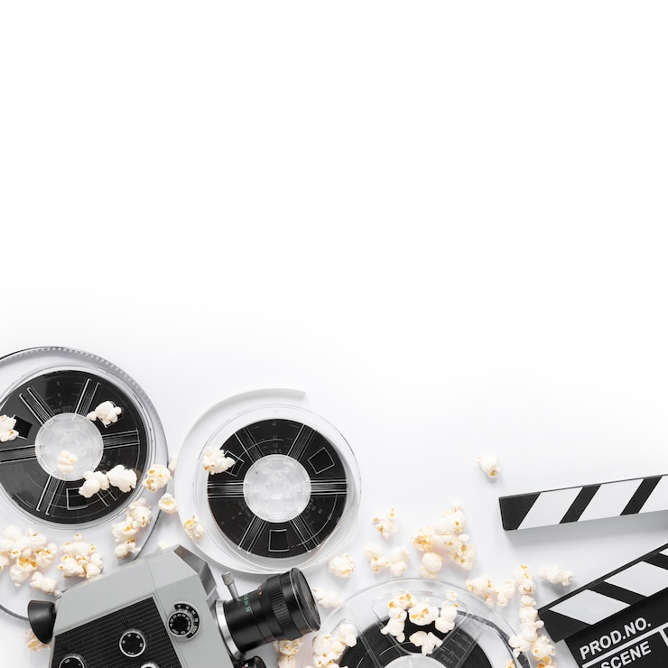 Free Photo film elements on white background with copy space