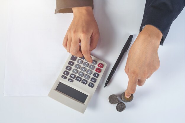 finance and accounting concept. business woman working on desk