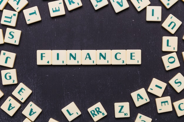 Finance word made with scrabble letters