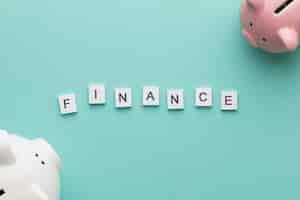 Free photo finance word with piggy banks