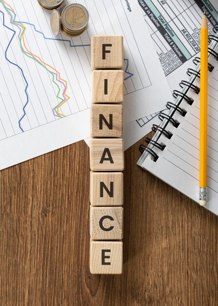 Finance word on wooden cubes arrangement