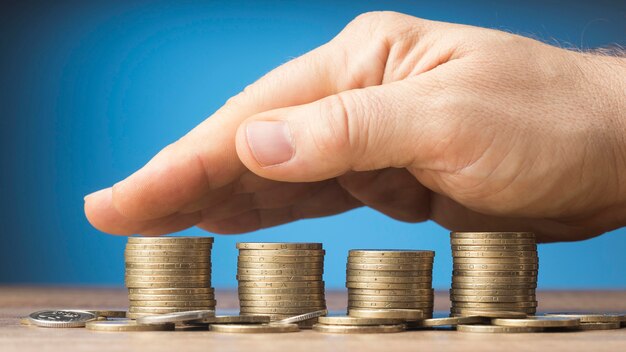 finances arrangement with bunch of coins