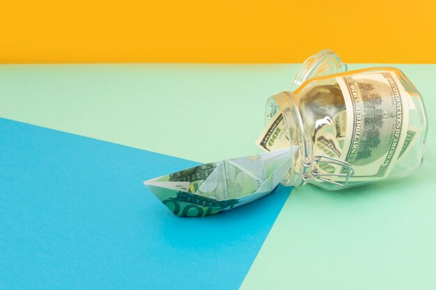 financial freedom still life arrangement with copy space