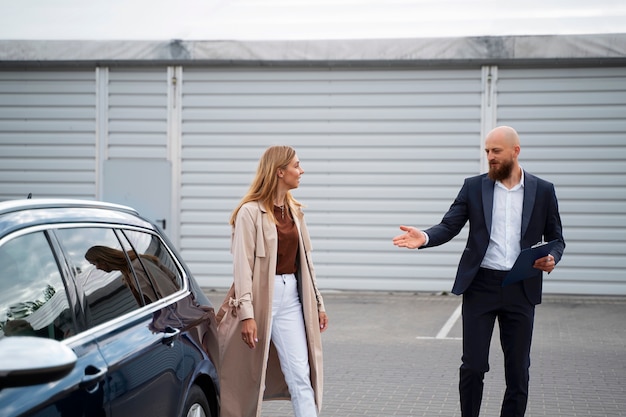 Financial independent woman buying new car