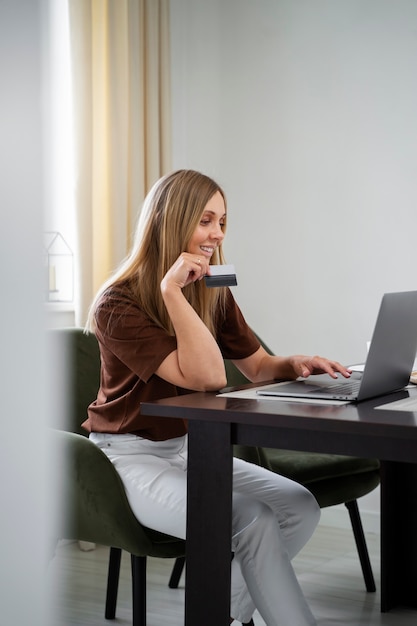 Financial independent woman buying new house