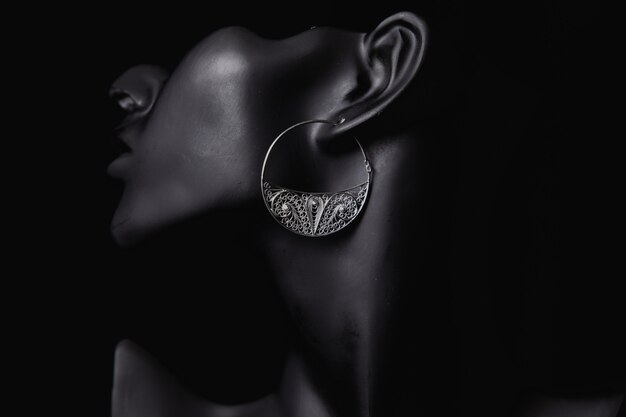 Fine jewelry promotion in the ears of a woman