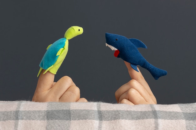 Free photo finger puppets show composition