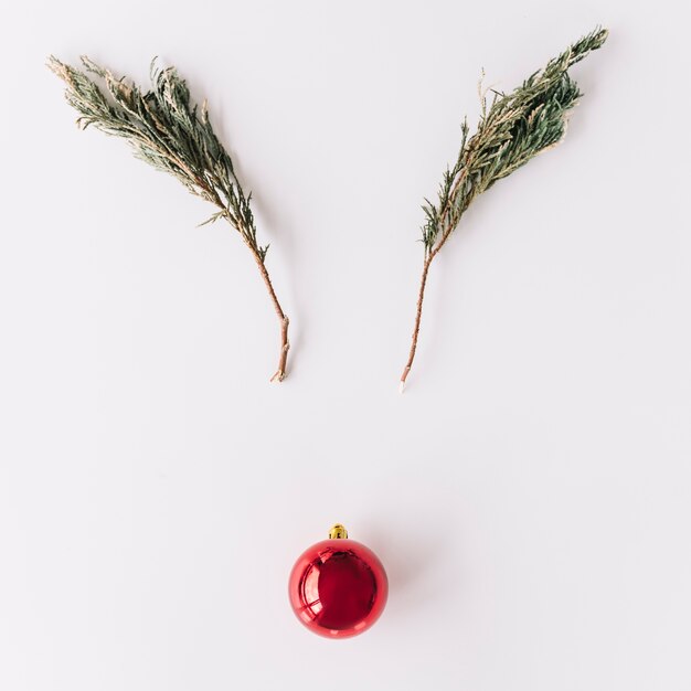 Fir tree branches with bauble