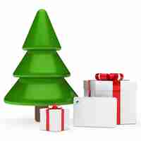 Free photo fir tree with christmas gifts and a label