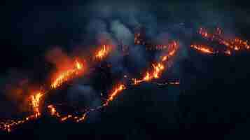 Foto gratuita incendio che devasta il paesaggio naturale