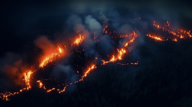 自然の風景を破壊する火災