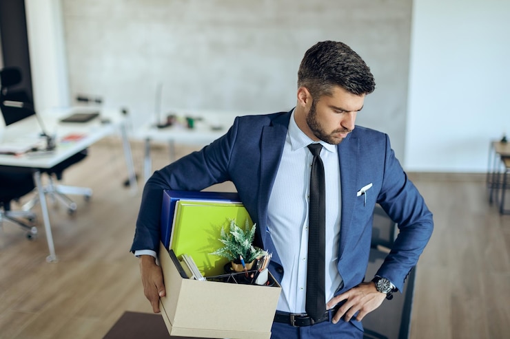Free Photo fired businessman feeling worried about loosing his job