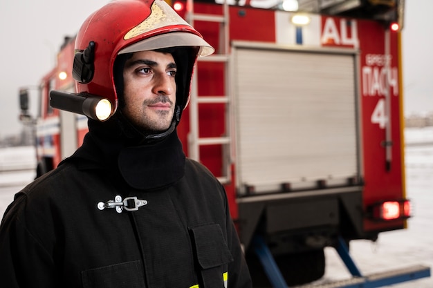 Free photo firefighter ready for his mission