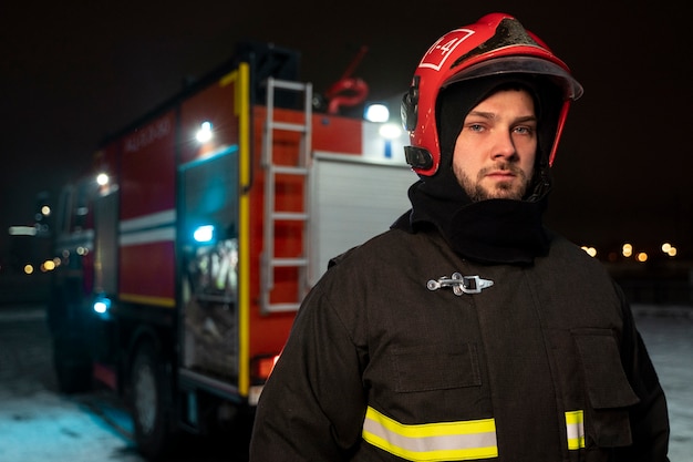 Free photo firefighter ready for his mission