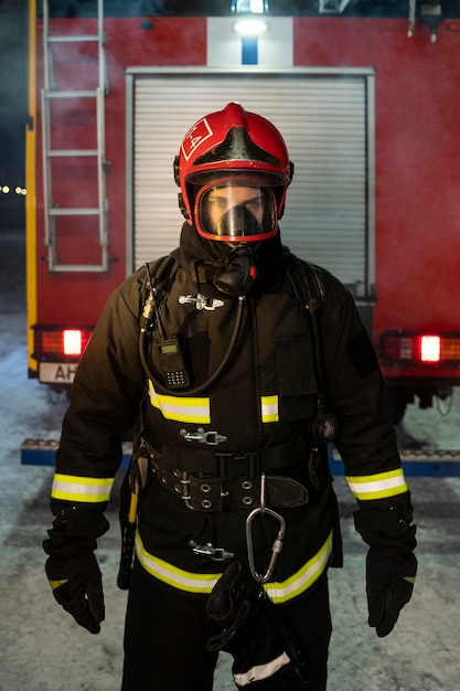 Firefighter ready for his mission