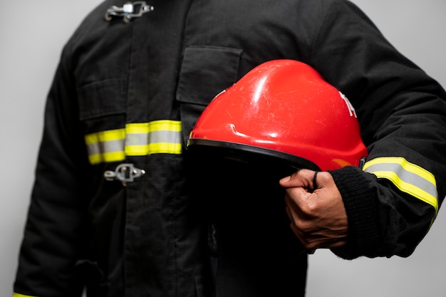 Free photo firefighter ready for his mission