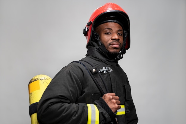 Free photo firefighter ready for his mission