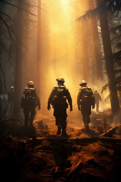 Пожарные помогают с природными лесными пожарами
