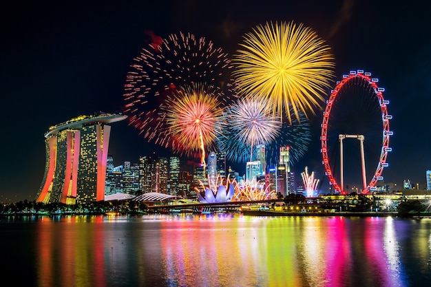 シンガポールの花火大会。