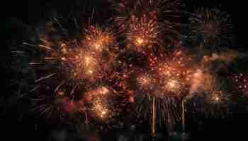 Foto gratuita i fuochi d'artificio sono accesi nel cielo notturno.