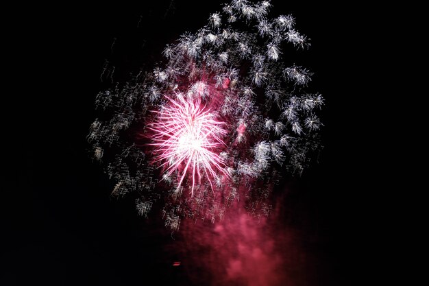 Fireworks bursting in the night sky spreading a festive atmosphere