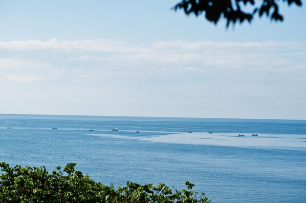 Fish boats in the sea Panoramic view