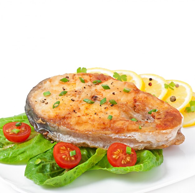 Fish dish - fried fish fillet with vegetables 