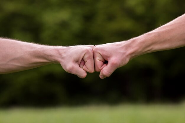 Fist bump welcome gesture