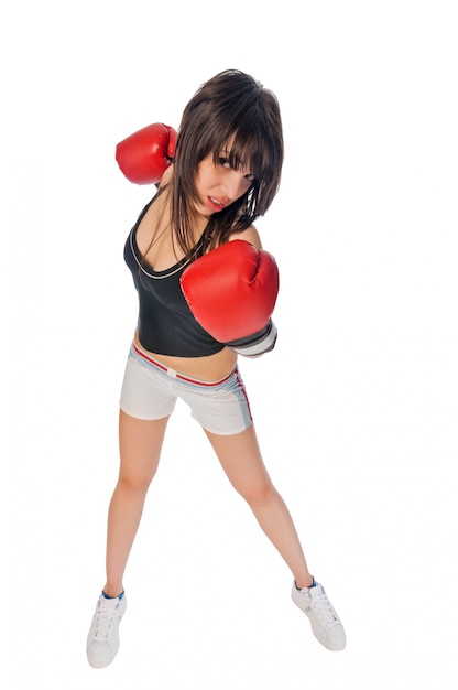 Fit girl with boxing gloves