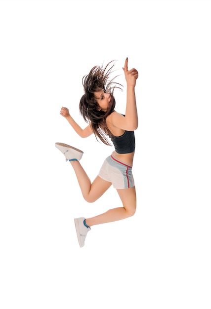 Fit girl with jumping high