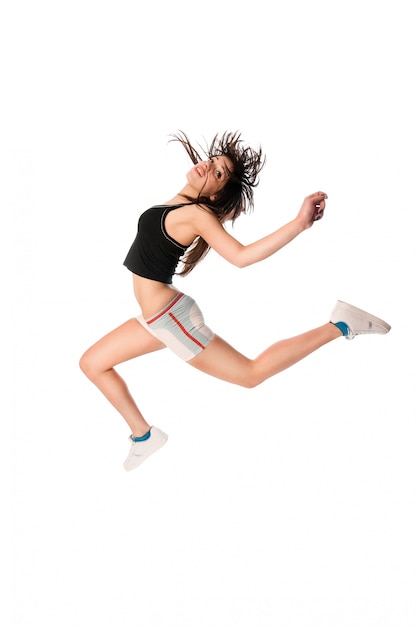 Free photo fit girl with jumping high