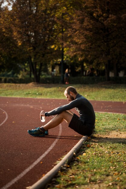 Fitness boy resting