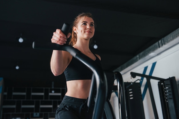 Fitness days.  gorgeous blonde woman in the gym at her weekend time