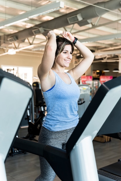 Fitness girl on treadmil