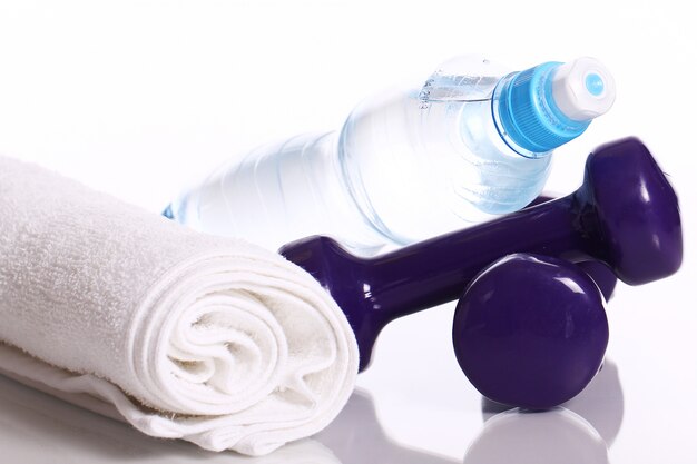 Fitness items on white 