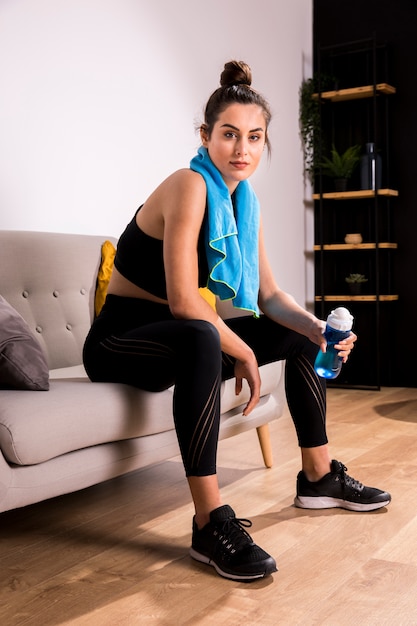 Fitness woman doing exercise at home