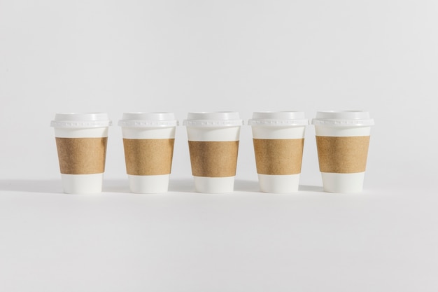 Five coffee cups