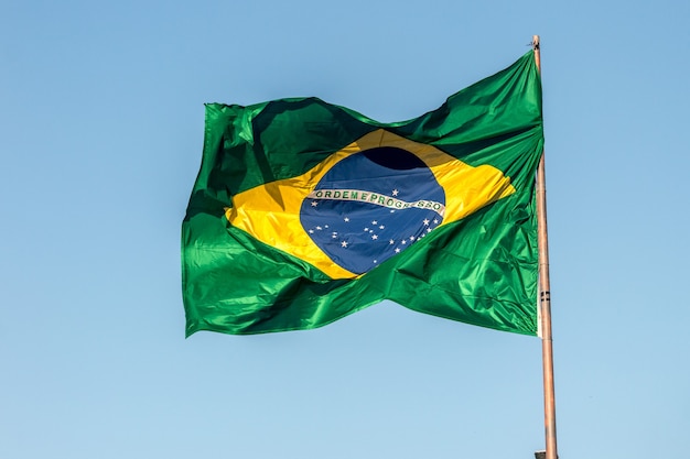 Flag of brazil outdoors in rio de janeiro, brazil.