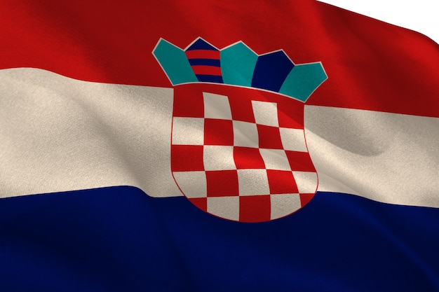クロアチア共和国の旗を振る人
