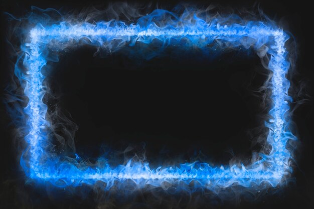 Рамка пламени, форма синего прямоугольника, реалистичный горящий огонь