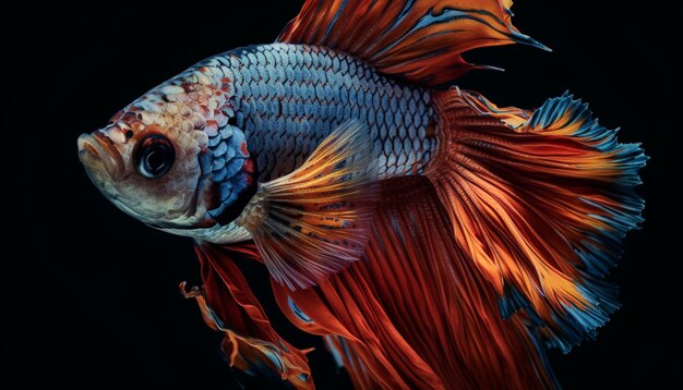 Flame tailed Siamese fighting fish swim in luxury generated by AI