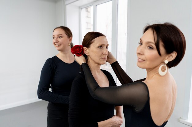 Flamenco dancers in studio