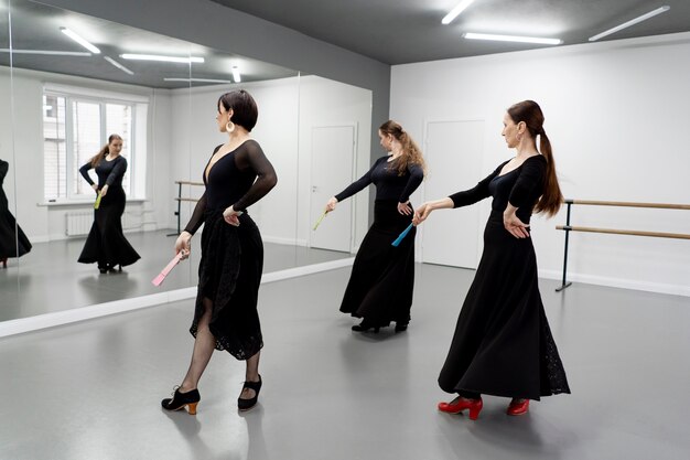 Flamenco dancers in studio