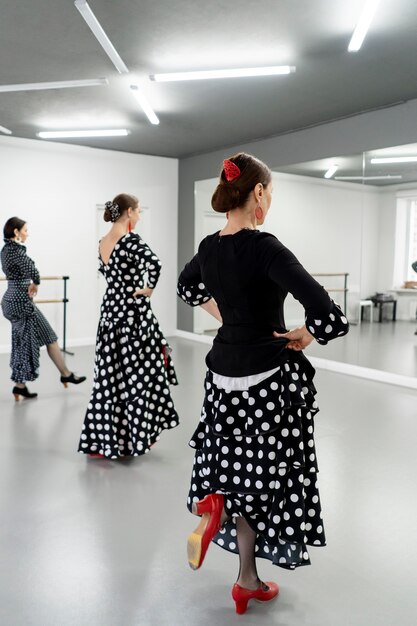 Flamenco dancers in studio