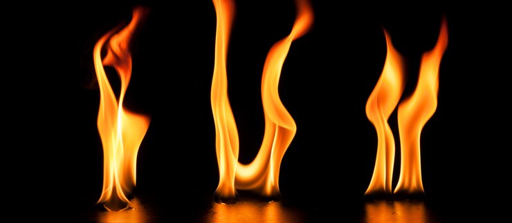 Free Photo flames with different designs on black background