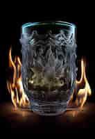 Бесплатное фото Пылающий виски в стеклянном дыму поднимается опасно генерирующим ии