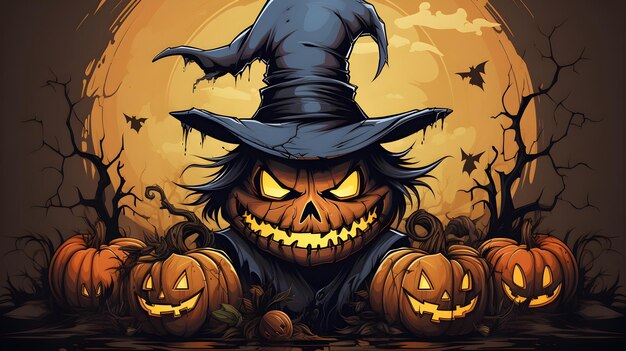 flat evil pumpkins halloween wallpaper